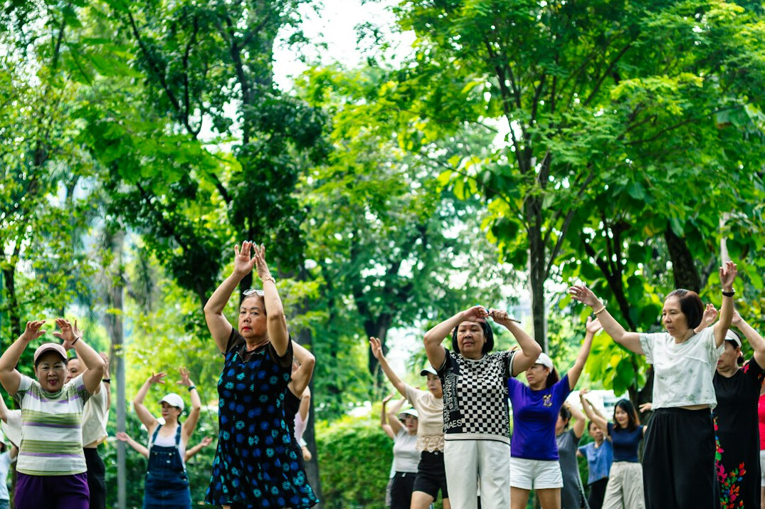 group stretching exercise