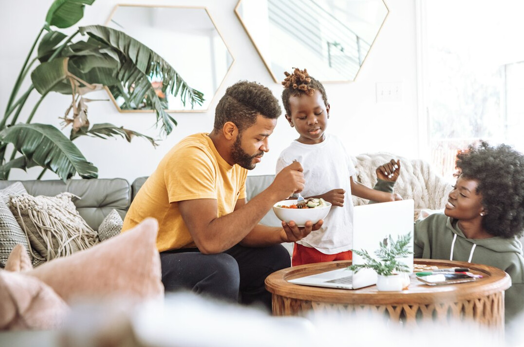 family preparing healthy meal